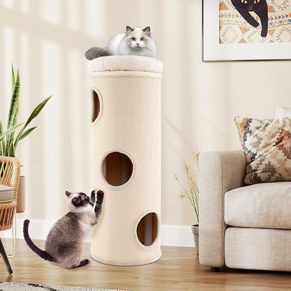 Tangkula 4 Story Cat Tree Condo, 49” Barrel-Shaped Cat House - Image 8