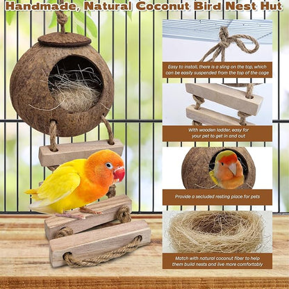 PINVNBY Coconut Bird Nest Hut - Image 2