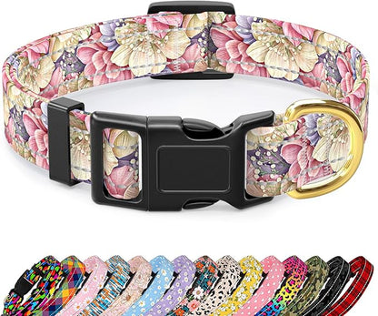 Reflective Dog Collar for Extra Small Dogs, Cute Flower Theme Adjustable by TMOODEL