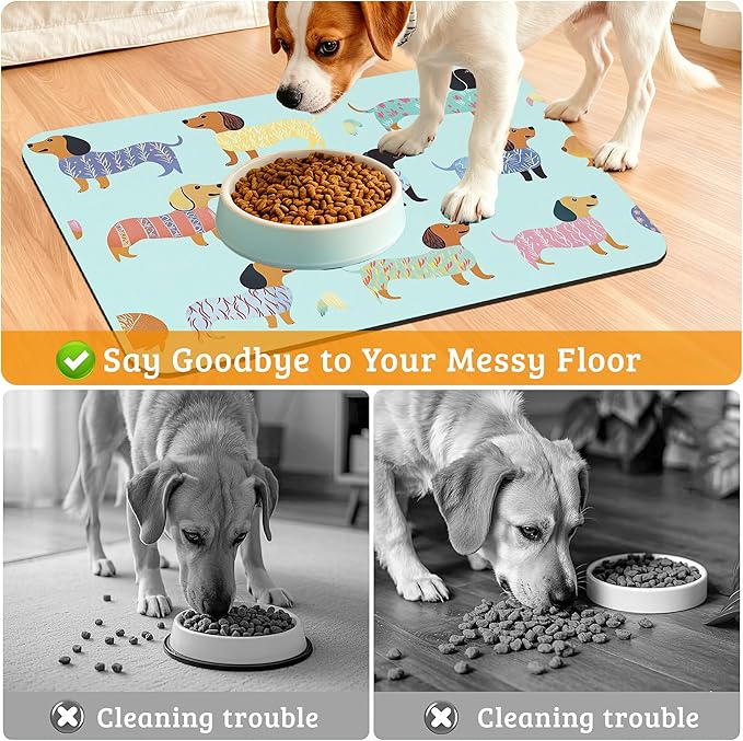 Dachshund Dog Cat Food Mat, Absorbent Waterproof Placemat - Image 4