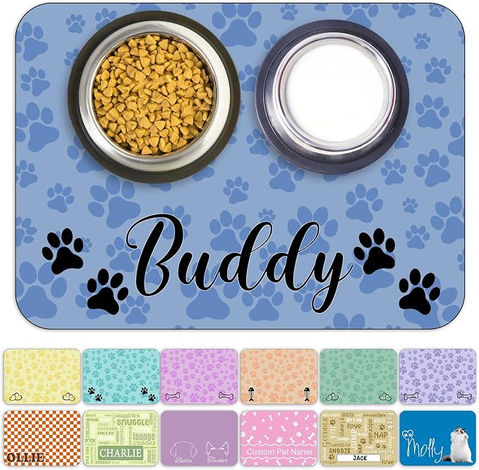 Personalized Dog Cat Food Mat Waterproof Non Slip Pet Bowl Mat Absorbent Quick by Unknown