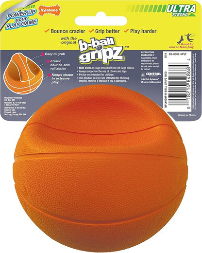 Nylabone Power Play Gripz Felt Basketball Rubber Fetch Toy, Squeaky Ball - Image 6