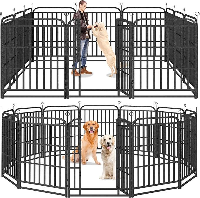 Heavy Duty Dog Playpen: 12 Steel Panels 40" Height, Square Steel Pipe by Committedtobetterpetlife