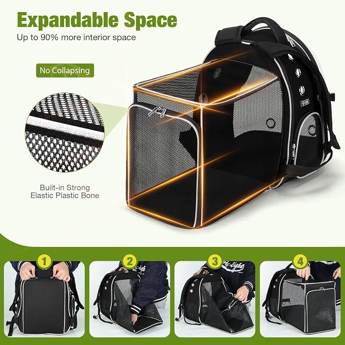 Lekereise Cat Backpack Carrier, Expandable Large Space Cat Bubble Backpack - Image 5