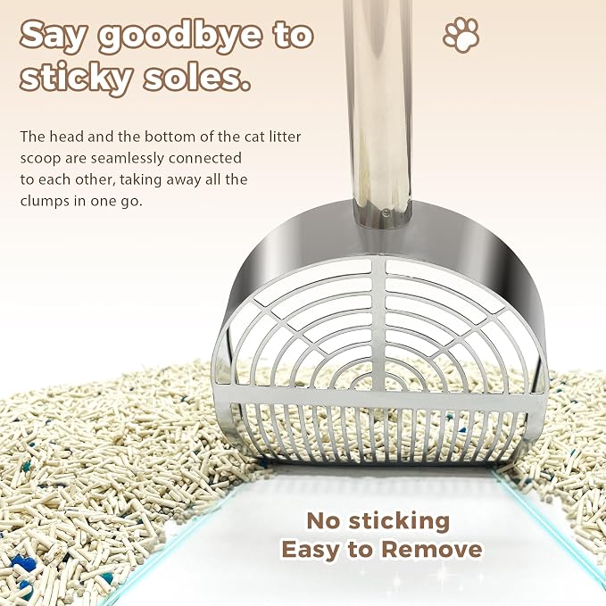 Cat Litter Scoop Deep Shovel, Detachable Long Handle Litter Scooper, Metal Cat - Image 7