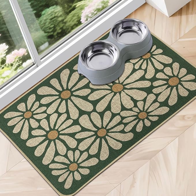 SHIYUE Dog Food Mats for Floors, Absorbent Cat Bowl for Food and Water by LovingLifeGifts