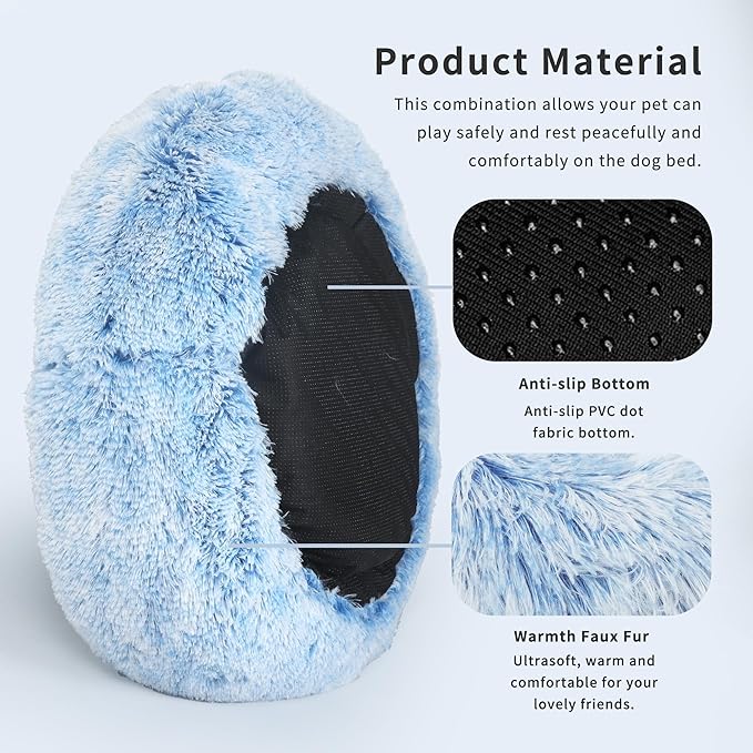 Calming Dog Bed for Medium Dogs Washable Donut 30 inches Anti-Slip Pet Bed - Image 5