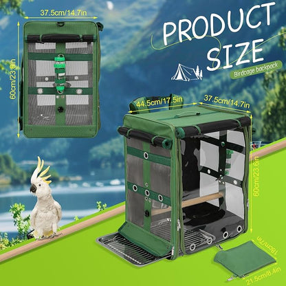 Suertree Bird Carrier Travel Cage, Cockatoo Carrier, Parrot Travel Backpack - Image 6