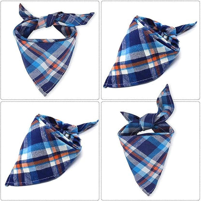 8 Pack Triangle Dog Bandanas, Reversible Plaid Painting Bibs Scarf, Washable - Image 4