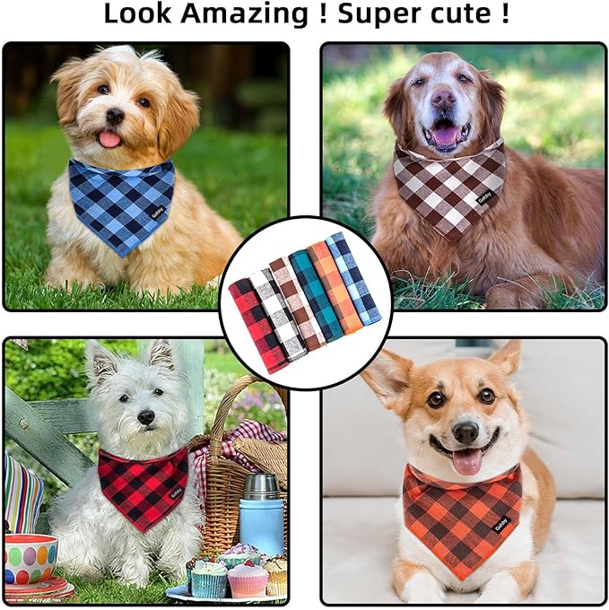 Christmas Dog Bandana XLarge-Red Black Dog Scarf Buffalo Plaid Printing - Image 7