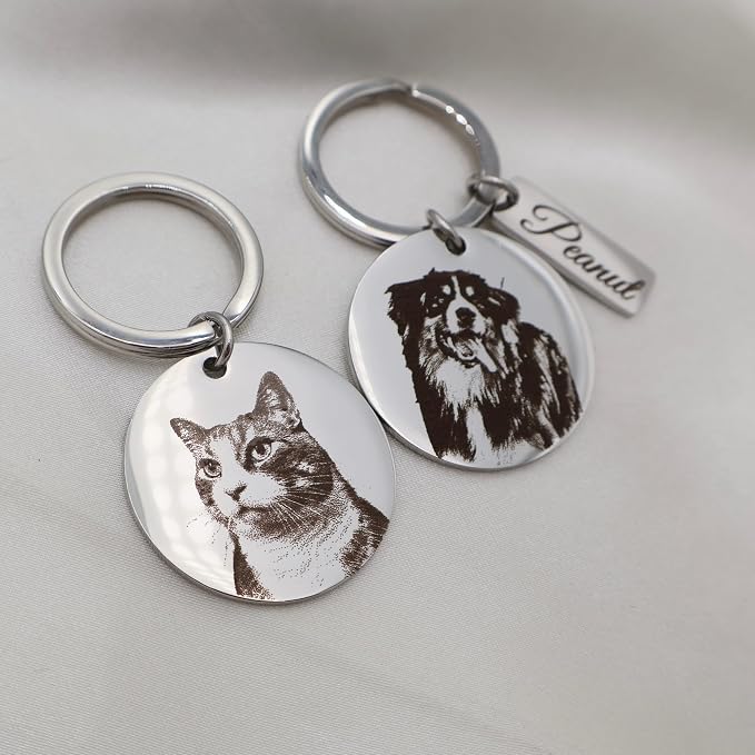 Personalized Pet Photo Engraved Keychain – Custom Dog or Cat Portrait Keepsake - Image 4