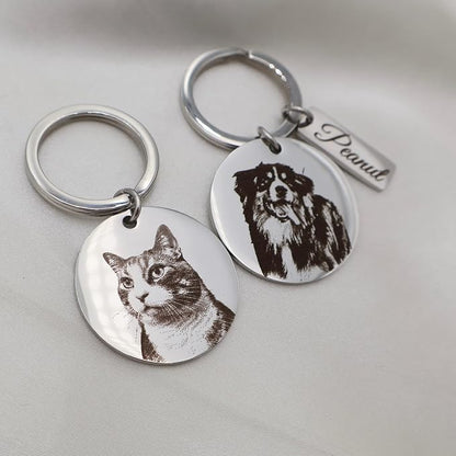 Personalized Pet Photo Engraved Keychain – Custom Dog or Cat Portrait Keepsake - Image 4