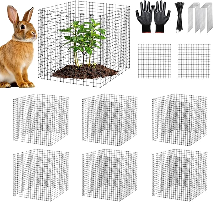 18 PCS Plant Protector from Animals, 6 Pack 12x12 Inch Metal Plant Cages by APOCHON