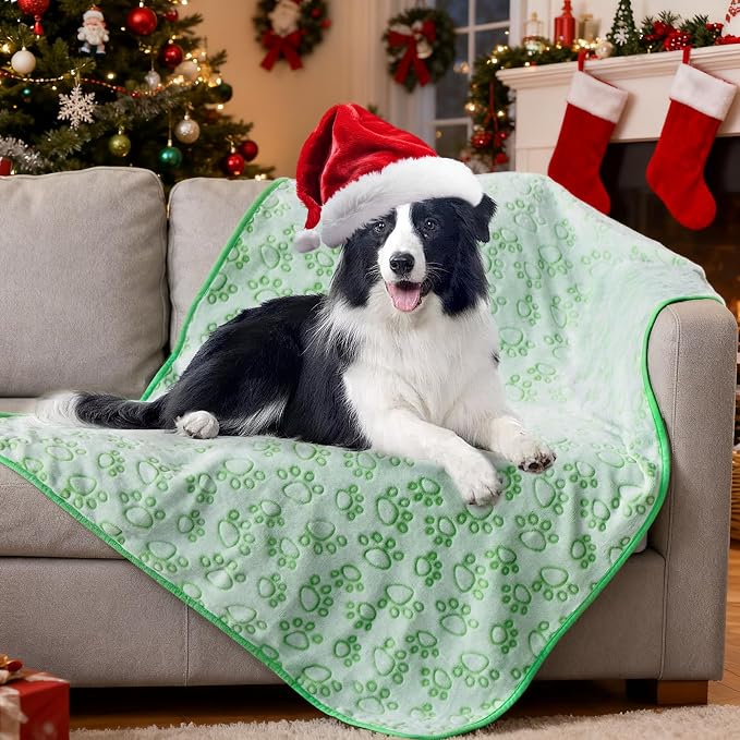 Stuffed Premium Green Soft Dog Blanket, - Image 9