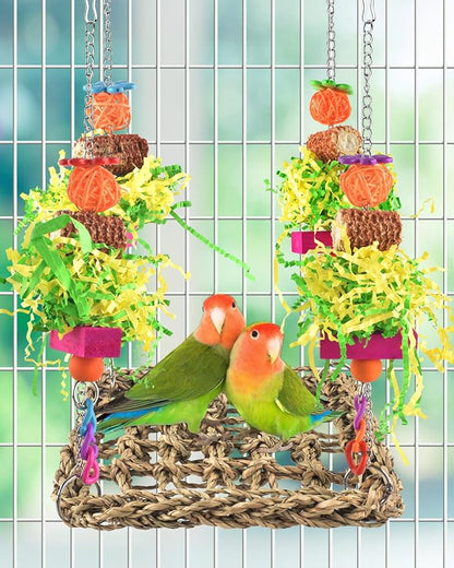 ERKOON Conure Toys, Bird Cockatiel Toys Foraging Swing Mat Parrot Climbing - Image 5