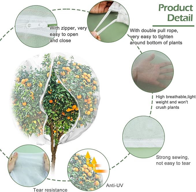 2 Pack 6 x 6.6 ft Large Fruits Tree Netting, Garden Mesh Insect Tree Cover - Image 3
