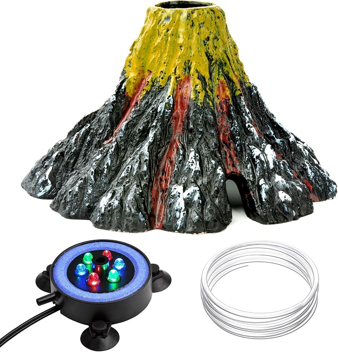 NICREW Aquarium Volcano Ornament Kit, Bubbler Decorations by NICREW