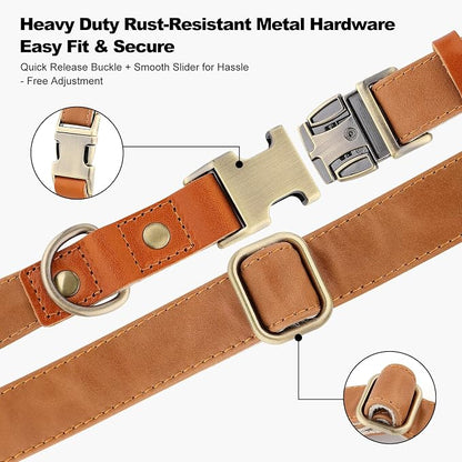 Plutus Pet Genuine Leather & Hemp Dog Collar – Adjustable Heavy Duty Pet Collar - Image 5