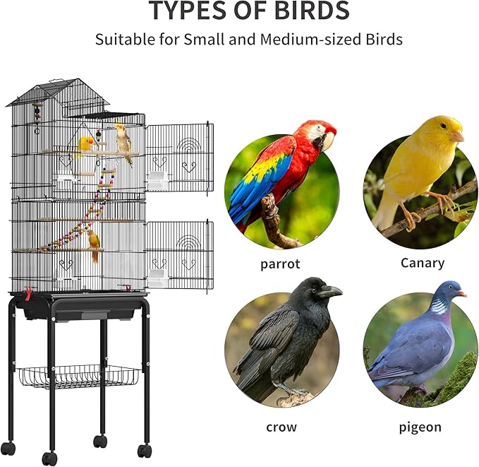 YITAHOME 62 inch Metal Bird Cage, Large Parakeet Cages - Image 4