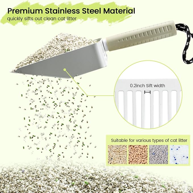 Metal Cat Litter Scooper with Holder, Stainless Steel Metal Litter Scoop - Image 4