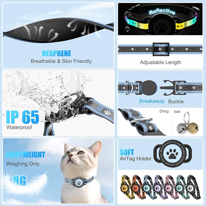 Airtag Cat Collar Breakaway, Reflective Cat Collar - Image 2