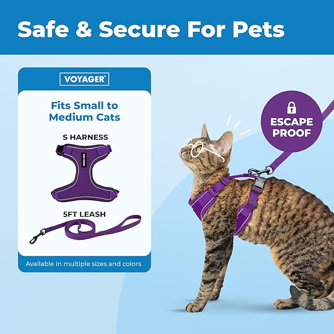 Voyager Escape-Proof Step-in Lock Cat Harness & 5ft Neoprene-Handle Leash Set - Image 2