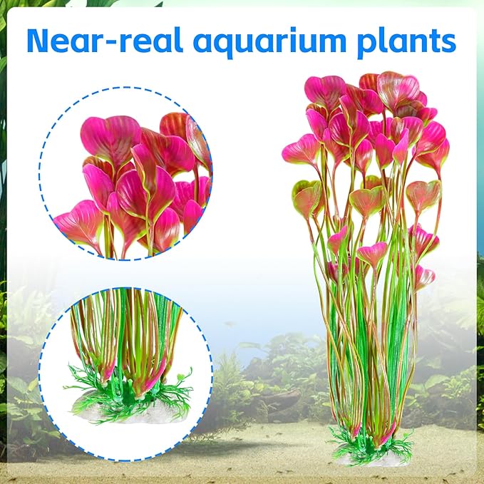 AQUANEAT Artificial Fish Tank Plants, Plastic Aquarium Accessories Large - Image 2