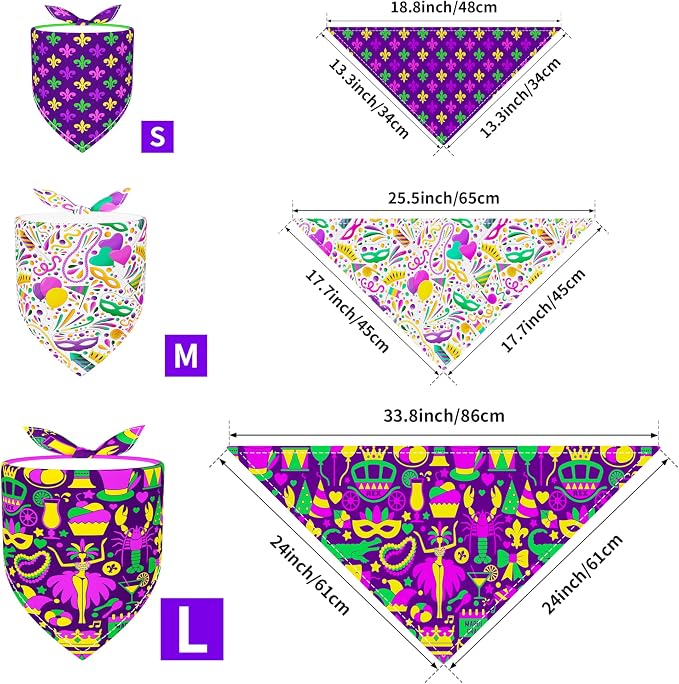 PET SHOW 50 Pack Mardi Gras Dog Bandanas Bulk - Image 2