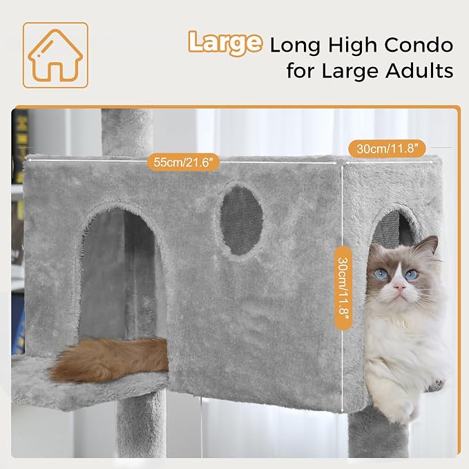 54" Cat Tree with Big Hammock 21x17” XL Cat Tower with Scratching Posts - Image 4