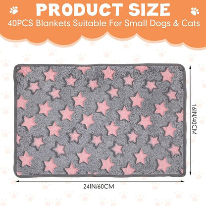Chumia 40 Pcs Puppy Blankets for Small Dog Pet Bulk Fleece Soft Fluffy Washable - Image 2