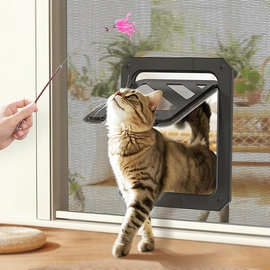 LIBBEPET Cat Door for Screen Door, Lockable Cat Screen Door for Cats & Small by LIBBEPET