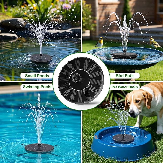 Solar Fountain Pump with Spray Height Adjustment, Upgrade Glass Solar Bird Bath - Image 7
