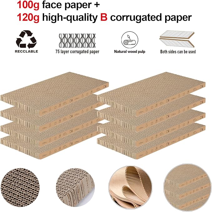 8 Packs in 1 Cat Scratch Pad, Cat Scratcher Cardboard, Reversible, Durable - Image 4