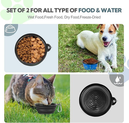 Dog Bowl Collapsible, 2 Pack Portable Foldable Travel Water Bowl Food Dishes - Image 2