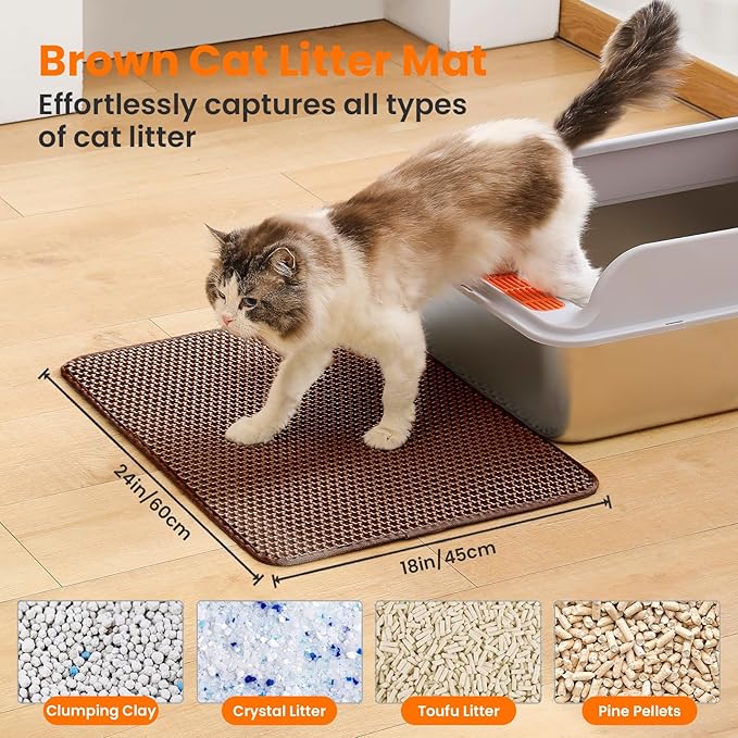 Cat Litter Mat, 24x18 Inches Large Double Layer Honeycomb Cat Litter Trapping - Image 2