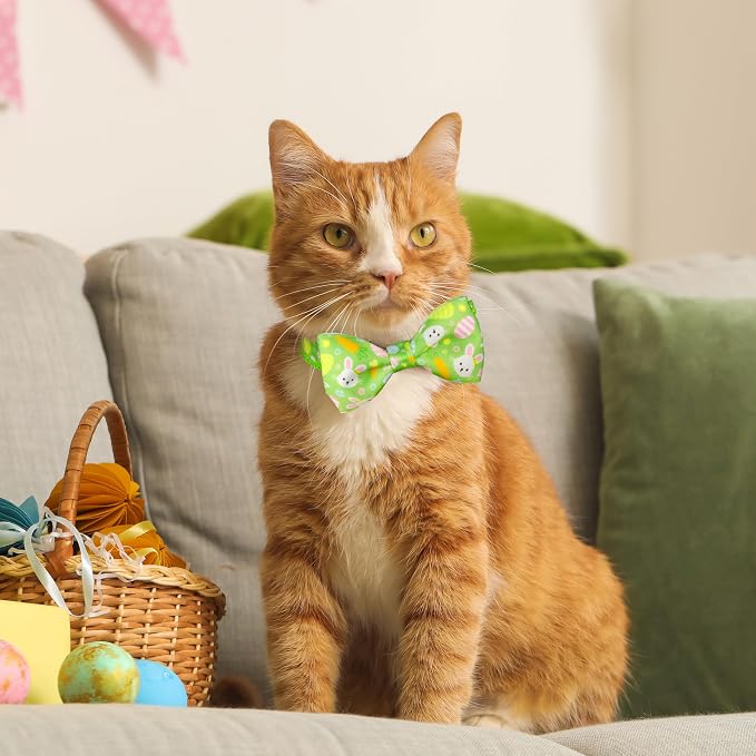 2 Pack Easter Cat Collar with Bowtie Adjustable Cute Kitten Collars - Image 6