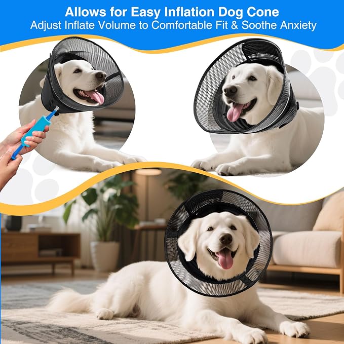 Inflatable Dog Cone for Dogs After Surgery, Soft Adjustable Elizabethan Collar - Image 4