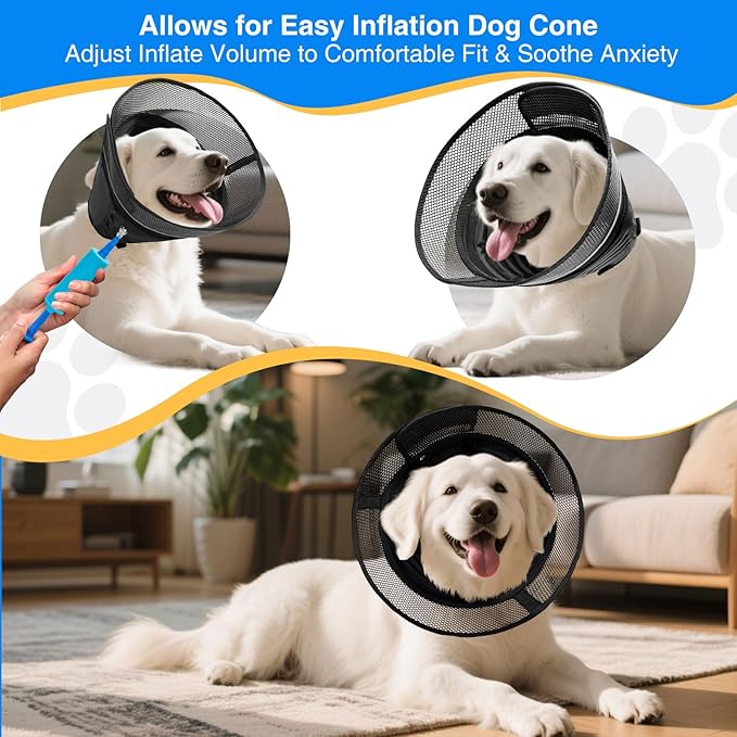 Inflatable Dog Cone for Dogs After Surgery, Soft Adjustable Elizabethan Collar - Image 4