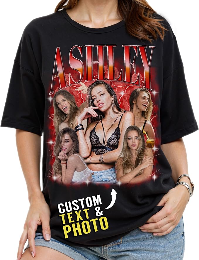 Custom Bootleg Rap Shirt with Photo Text, Vintage Custom Picture Shirt by 68PHALO