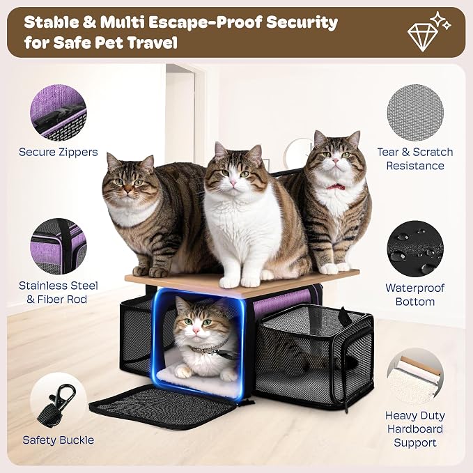 Top and 2 Sides Expandable Pet Carrier 17x11x9.5, TSA Airline Approved Small - Image 5
