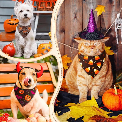 Weewooday 50 Pcs Halloween Dog Bandanas Bulk Pumpkin Ghost Bandanas - Image 6