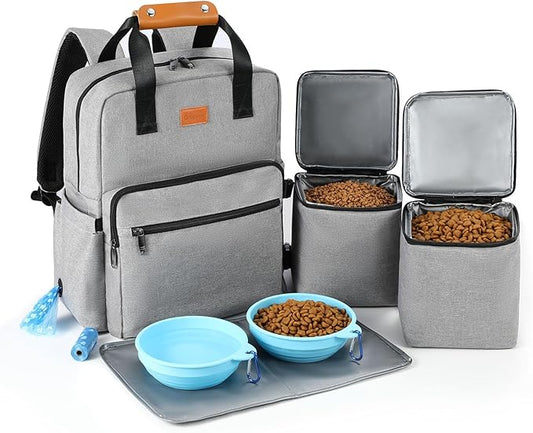 Dog Travel Bag All-in-One Set: DELOMO 25L Airline Approved Dog Travel Backpack by DELOMO