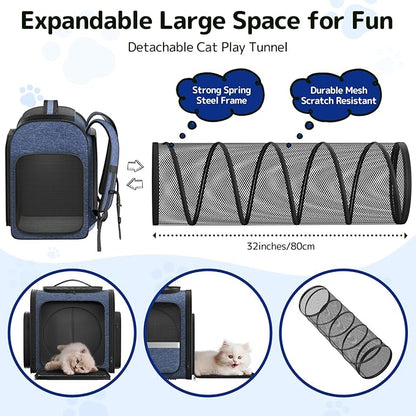 Cat Carrier Backpack with Detachable Play Tunnel, 2 in 1 Cat Tunnel Backpack - Image 2
