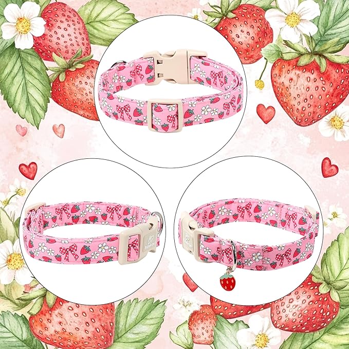 Strawberry Bow Dog Collar for Giant Large Dogs - Image 7
