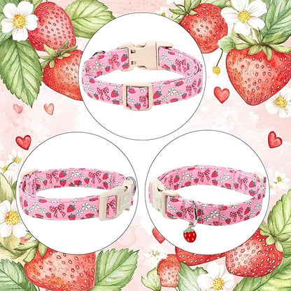 Strawberry Bow Dog Collar for Giant Large Dogs - Image 7