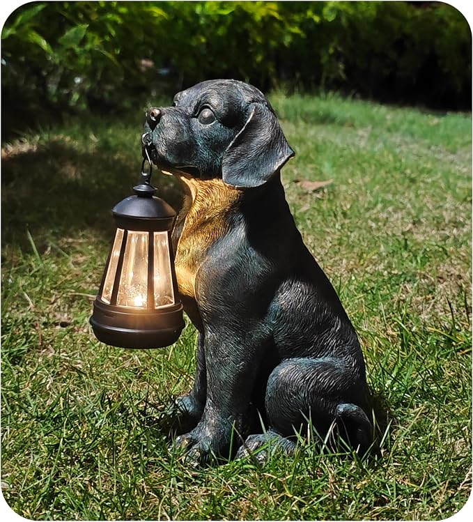 Solar Resin Dog Statue - Image 4