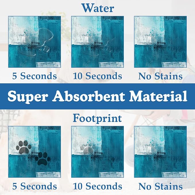 Blue Teal Dog Cat Food Mat–Christmas Stocking Absorbent Waterproof Placemat - Image 3