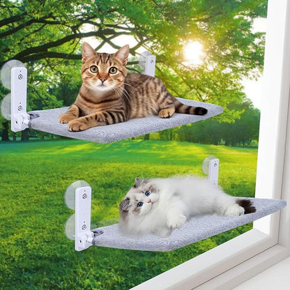 2PC Cat Window Perch, Foldable Cat Window Hammock Sunbathing and Climbing Cats by Unknown