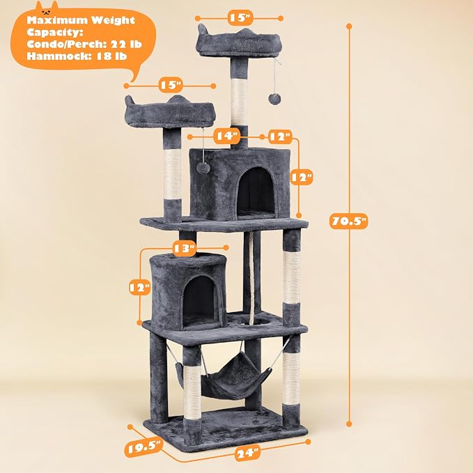 Topeakmart Multi Level Cat Tree, Cat Tower - Image 2