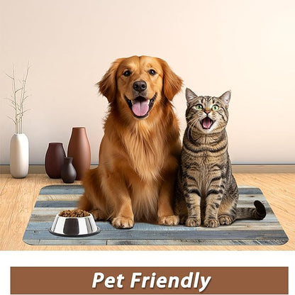 Vintage Barn Wooden Dog Cat Food Mat, Rustic Wood GrainAbsorbent Pet Feeding Mat - Image 6